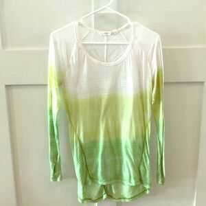 Athleta Women’s Green Ombre Yoga Comfy Long Sleeve Relax Workout Tee M